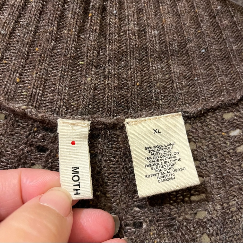 Moth Cardigan Sweater Wide Bell Sleeves 2 Button Closure Boho Festival Brown XL - Picture 12 of 12